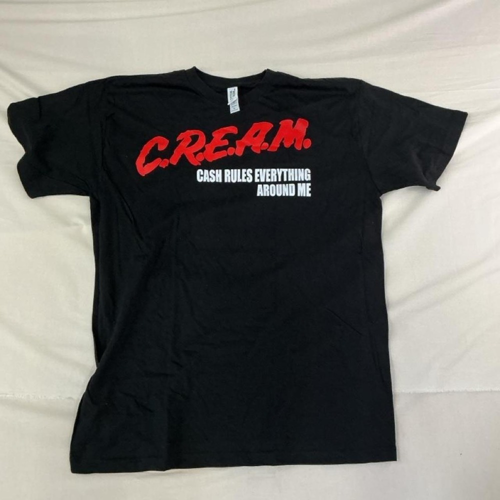 Classic black graphic tee featuring‎ the iconic "C.R.E.A.M. – Cash Rules